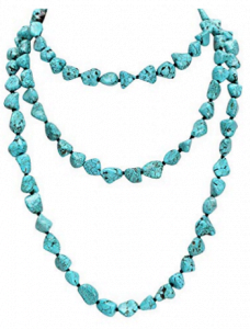 POTESSA Turquoise Beads Endless Necklace Long Knotted Stone Multi-Strand Layer Necklaces Handmade Jewelry