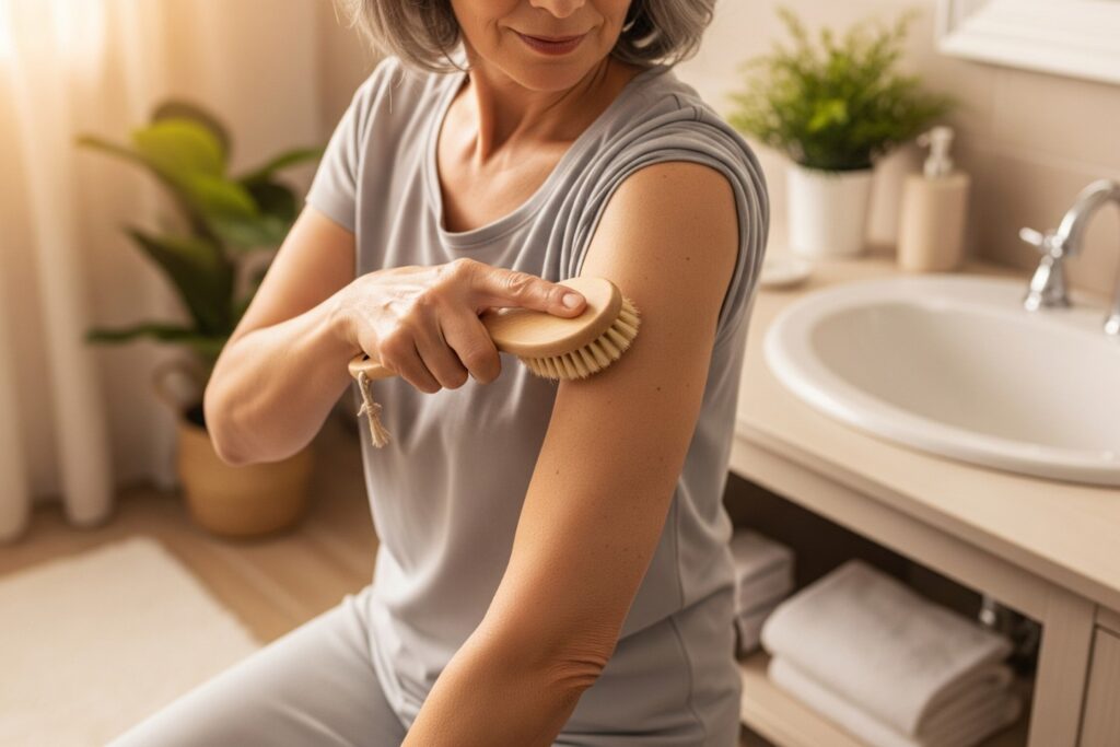 Dry body brushing for flabby skin