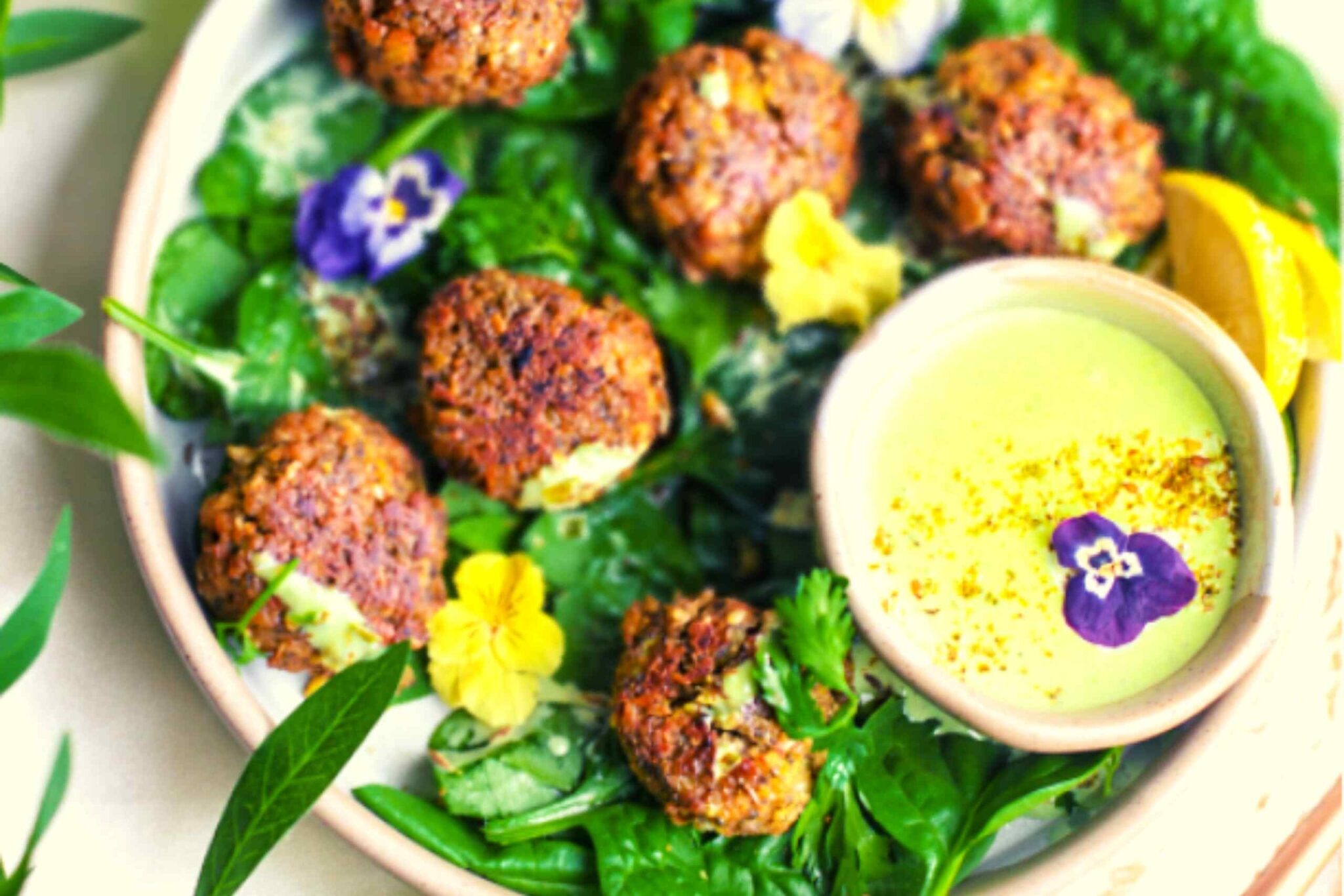 Delicious Falafel Salad with Tahini Sauce