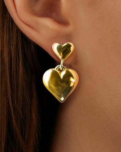 14K Gold Plated Gold Heart Earrings