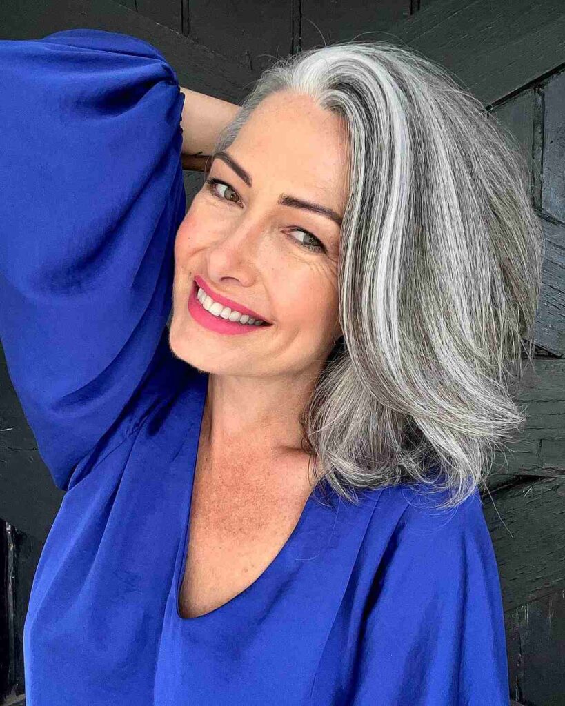 Lob with Dimensional Silver Tones
30+ Youthful Hairstyles & Haircuts for Women Over 50 