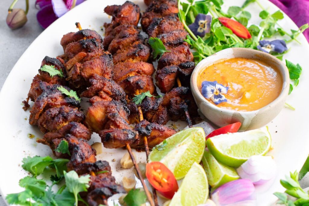 Red Curry Chicken Satay Skewers