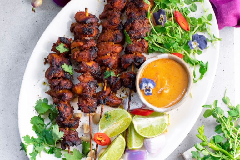 Red Curry Chicken Satay Skewers