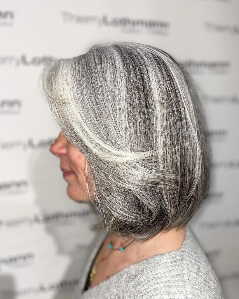 silver short bob hairstyle