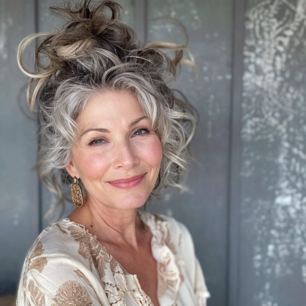 Messy Updo Hairstyles for Women Over 50