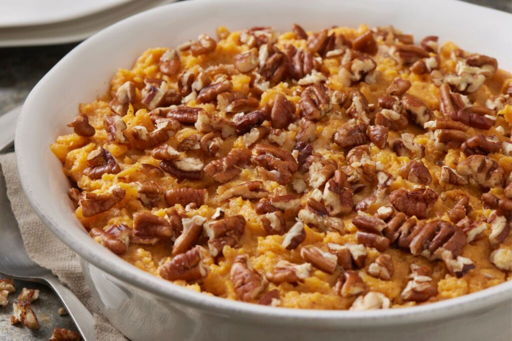 Sweet Potato Casserole with Pecan Topping